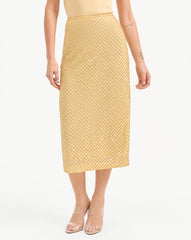 Allora Beaded Midi Skirt in Yellow Chamomile