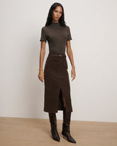 Pavana Corduroy Midi Skirt in Dark Brown Umber