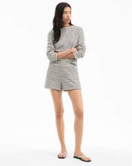 Brighton Striped Shorts in Dove/Black & White