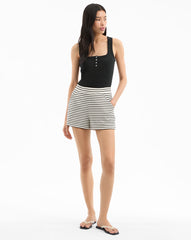 Brighton Striped Shorts in Dove/Black & White