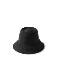 Felix Raffia Straw Bucket Hat in Black