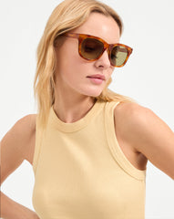 Jane Square-Frame Sunglasses in Honey