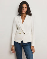 Rickie Cropped Dickey Jacket in Off White