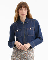 Patty Cropped Denim Jacket in Indigo Rinse