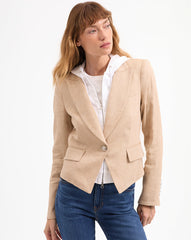 Hosanna Khaki Linen Dickey Jacket in Khaki Melange