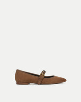 Selene Embellished Flat in Brown