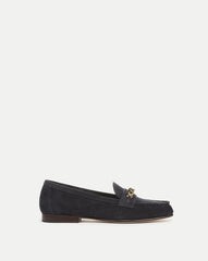 Penny Suede Chain-Link Loafer in Navy