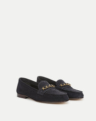 Penny Suede Chain-Link Loafer in Navy