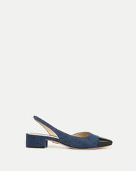 Cecile Denim Cap-Toe Slingback in Indigo/Black