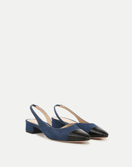 Cecile Denim Cap-Toe Slingback in Indigo/Black