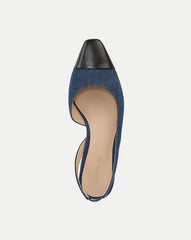 Cecile Denim Cap-Toe Slingback in Indigo/Black