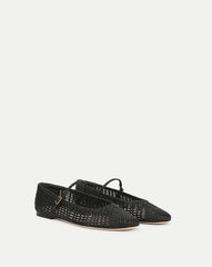Ellie Woven-Leather Flat in Black
