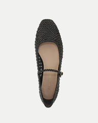 Ellie Woven-Leather Flat in Black