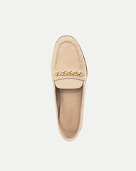 Penny Suede Chain-Link Loafer in Sand Beige