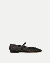Ellie Crystal Mesh Flat in Black