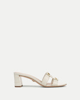 Via Croc-Embossed Sandal in Ecru
