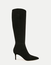Lisa Mid-Heel Boot in Black Suede