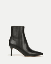 Lisa Mid-Heel Ankle Boot in Black Leather
