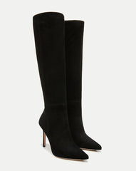 Lisa Stiletto Boot Wide-Calf in Black Suede