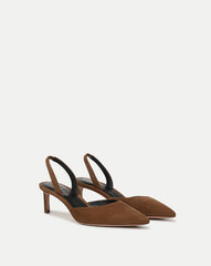 Caroline Suede Slingback Pump in Brown Hazelwood