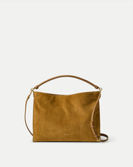 Vida Suede Shoulder Bag in Tan Acorn