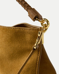 Vida Suede Shoulder Bag in Tan Acorn