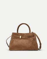 Veronica Beard Suede Dash Bag in Brown Bark