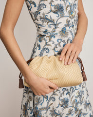 Small Veronica Beard Raffia Stash Bag in Tan