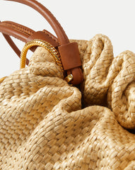 Small Veronica Beard Raffia Stash Bag in Tan