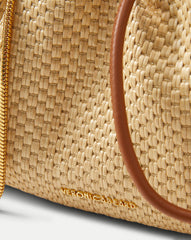 Small Veronica Beard Raffia Stash Bag in Tan