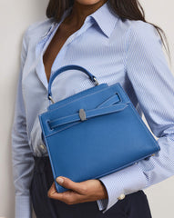 Veronica Beard Dash Top-Handle Bag in Blue Coast