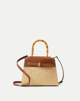 Veronica Beard Raffia Dash Top-Handle Bag in Hazelwood/Natural