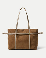 Lasso Belted Leather Tote Bag in Brown