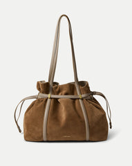 Lasso Belted Leather Tote Bag in Brown