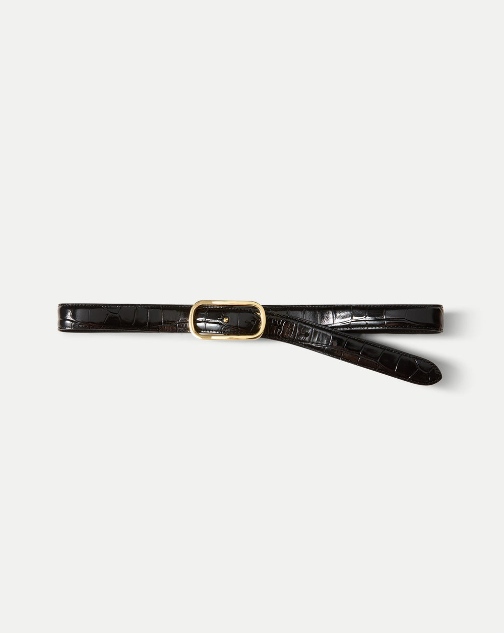Loop Croc-Embossed Belt in Black