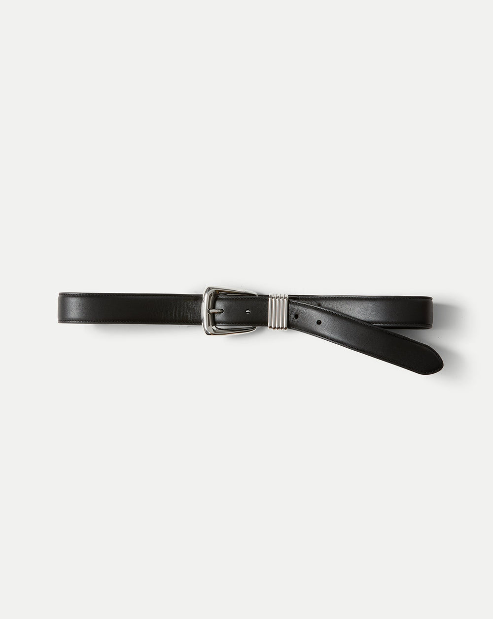 Arch Leather Belt in Black/Silver