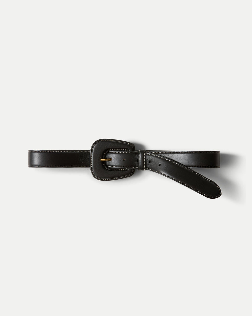 Elsy Leather-Buckle Belt in Black