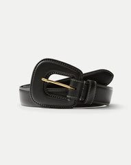 Elsy Leather-Buckle Belt in Black