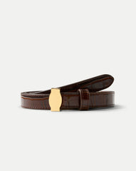 Dash Croc-Embossed Belt in Chestnut Brown