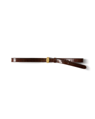 Dash Croc-Embossed Belt in Chestnut Brown