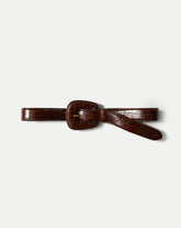 Elsy Leather-Buckle Belt in Brown