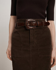 Elsy Leather-Buckle Belt in Brown