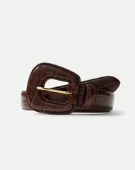 Elsy Leather-Buckle Belt in Brown