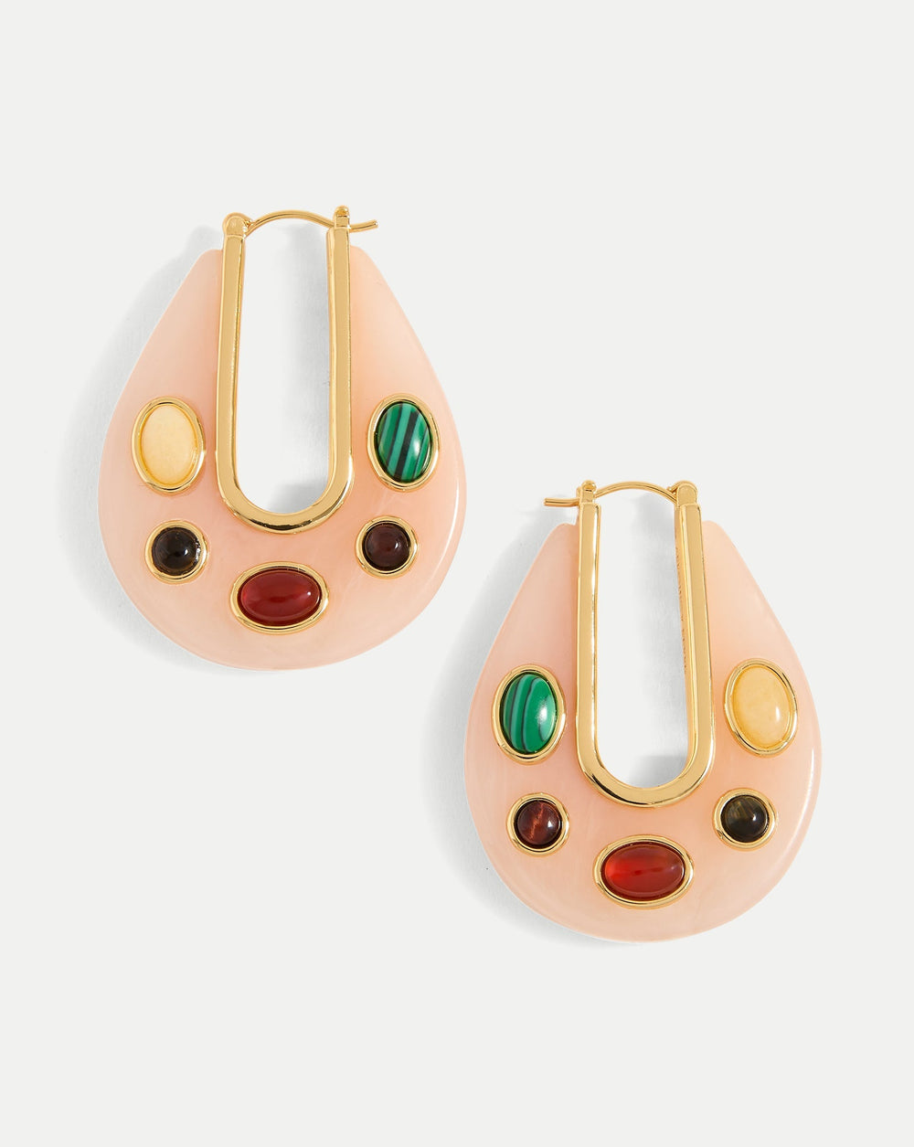 Resin Embellished Drop Hoop in Pink Multi