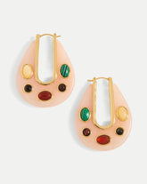 Resin Embellished Drop Hoop in Pink Multi