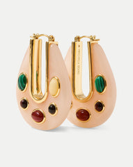 Resin Embellished Drop Hoop in Pink Multi