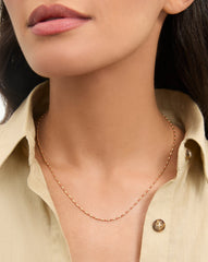 Long Enamel Bead Chain Necklace in Mauve