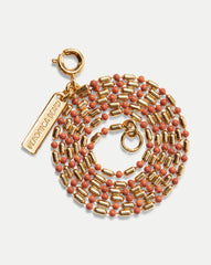 Long Enamel Bead Chain Necklace in Mauve