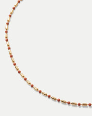 Long Enamel Bead Chain Necklace in Mauve