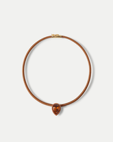 Brown Cord Pendant Necklace in Smoke